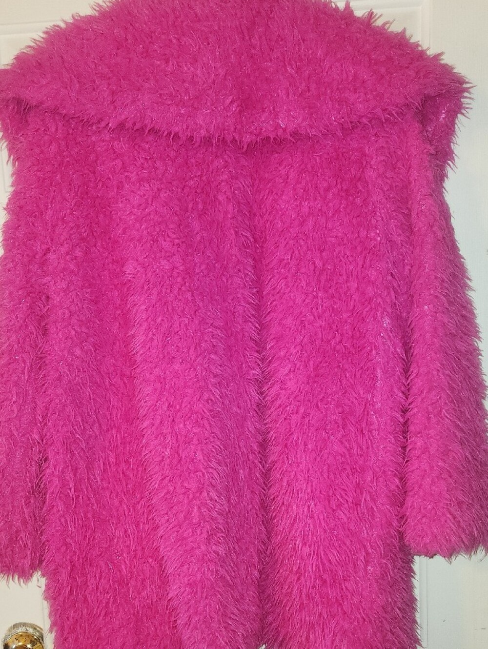 SHEIN Bright Hot Pink Faux Fur Teddy Jacket - Picture 3 of 5